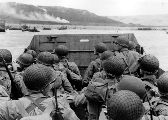 D-Day—approaching Omaha Beach (courtesy of U.S. Army)