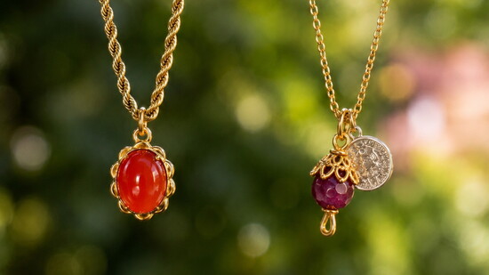 Carnelian (left) awakens creative flow while Pink Jade (right) nurtures the heart—energy in perfect harmony.
