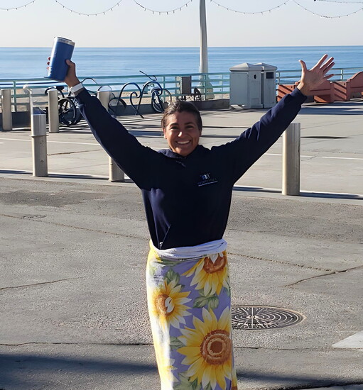 Vera after her first day of ocean training for her swim goal.