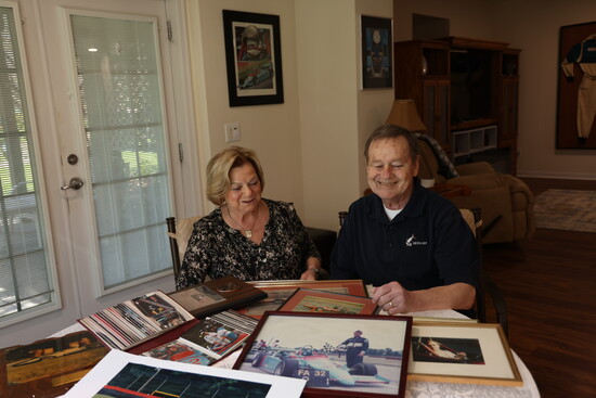 The Burkes race down memory lane with motorsports keepsakes. 