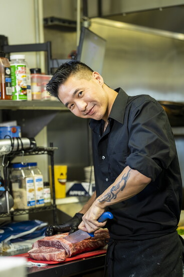 Owner/Chef Ricardo Nishimura in the kitchen