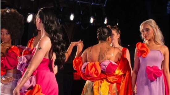 Alexandra (middle) and her models on the runway