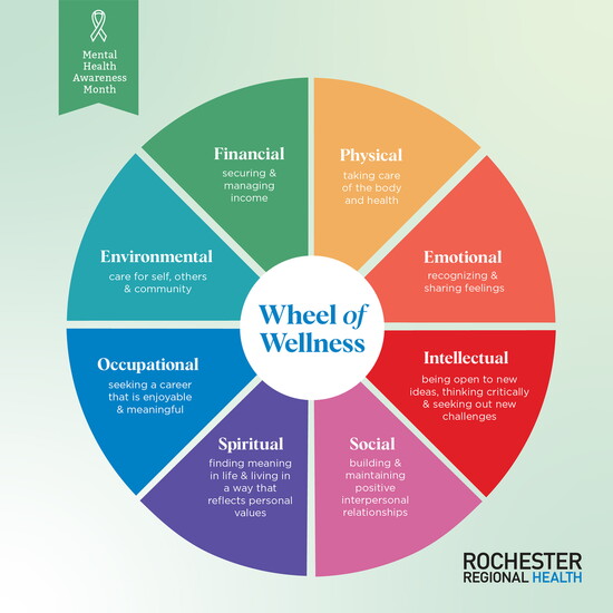 Rochester Regional Health's version of the Wellness Wheel