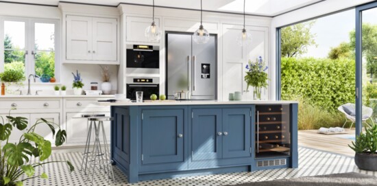 Kitchen trends are seeing islands and tile work bringing more blue into the space.