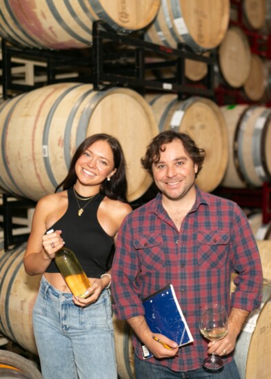 FOY Founder, Caroline Stelte, and FOY Winemaker, Drew “They don’t drink to get drunk.”  Sharing a bottle of FOY Chardonnay, Caroline Stelte, founder of the dea 