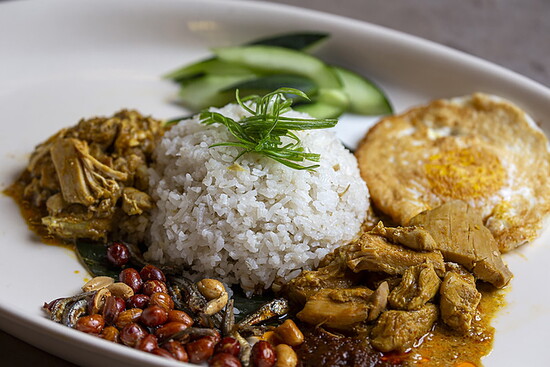 Nasi lemak, a classic Malaysian street food dish, is on the menu at Phat Eatery.