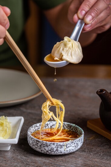 Duck N Bao recently opened its third location in Rice Village. Duck N Bao, Soup Dumpling with dipping sauce. Photo by Jenn Duncan