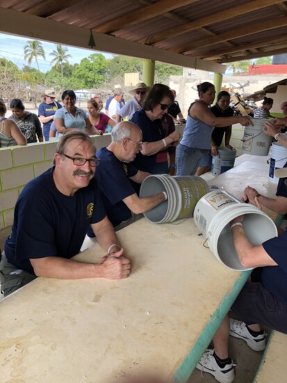 Constructing water filters in Mexico.