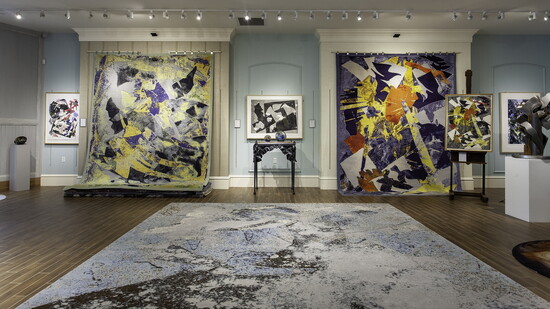 "Before Passion's Gate"; "Burning Bones" monoprint; "The Poignant Ambiance of Memory's Lattice" beside the original monoprint by Albert Paley