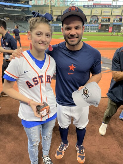 Wish kid Lourdes with Astros second baseman Jose Altuve