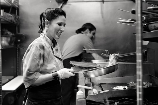 Miranda Barchers, Chef/Owner of Morning Day Cafe, caught in the action. 