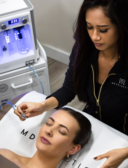 A DiamondGlow facial performed by Master Esthetician Krisna at MD Esthetics Portsmouth, combining expert technique with advanced technology.