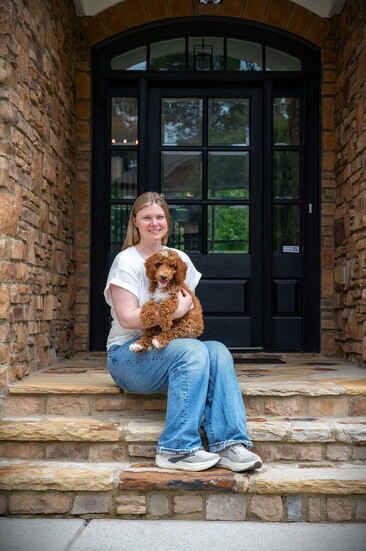 Happy homeowner, Rhonda (with Winston)