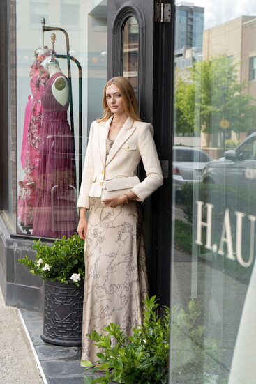 Skirt by L'Agence, Jacket by L'Agence, Handbag by Proenza Schouler