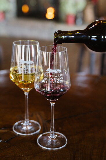 Wine being poured at Southwest Mountain Vineyard. Photo credit: Jen Fariello