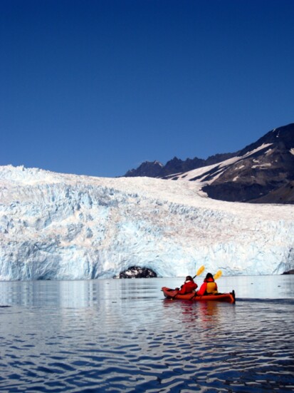 Nothing beats the view of a glacier from a kayak.