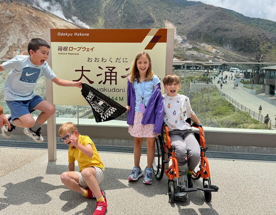 Students can't contain their excitement while visiting Japan.