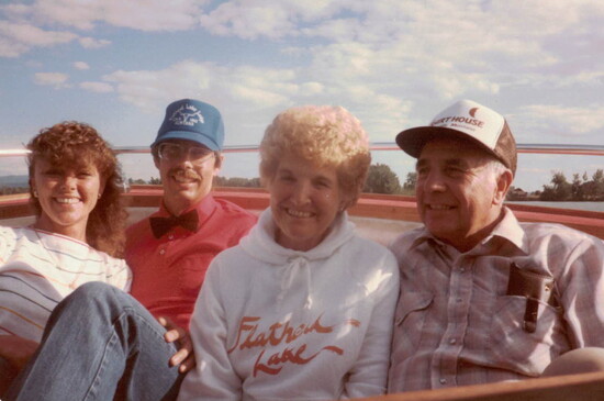 Doug and Maureen Averill with Les and Ginny Averill on Flathead Lake