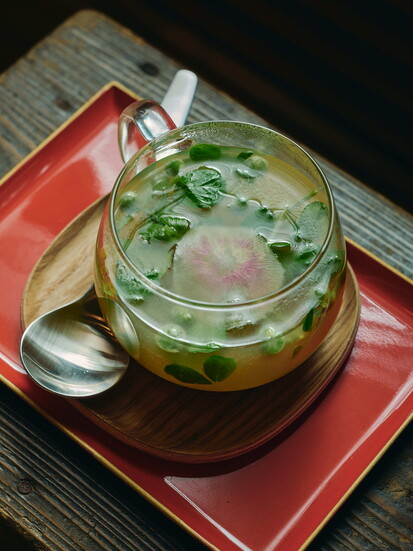 Seasonal Miso Soup at Sharigato. Photo by Blake Pope.