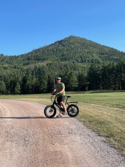 Steve Lanni on his Pedego Element bike. 