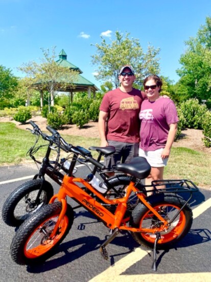 Steve and Abby Lanni with their Pegego Element bikes. 