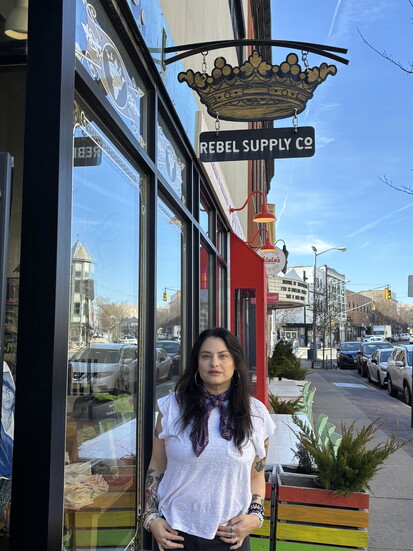 Casey McDonald styling outside her one-of-a-kind store.