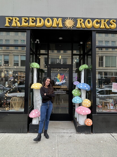 Danielle Angel outside Freedom Rocks. 