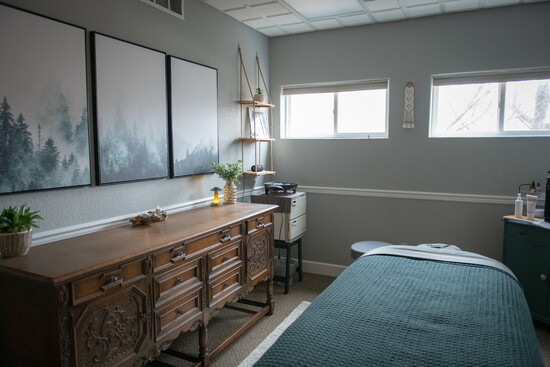 One of the calming treatment spaces at True Therapeutics, designed to create a quiet environment where clients can fully relax and receive restorative care.