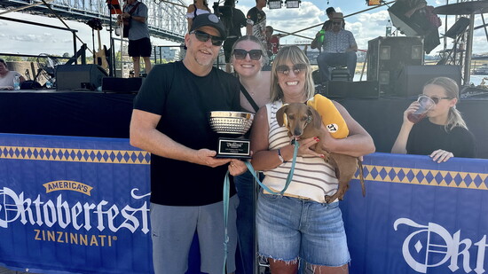The Hartmanns celebrate Moose's 2024 win.