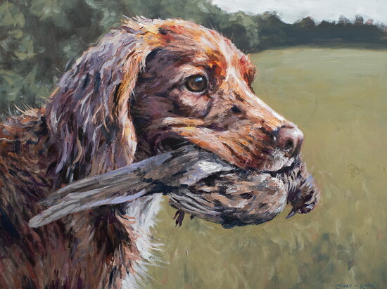 Jared's portrait of Huck, inspired by a dove hunt in Rome, GA.