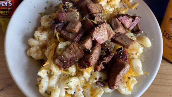 Homemade Mac and cheese with BBQ Brisket