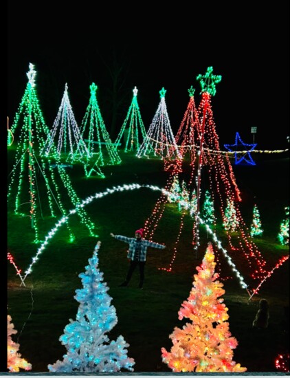 The holiday light show at Eastbury Pond. 