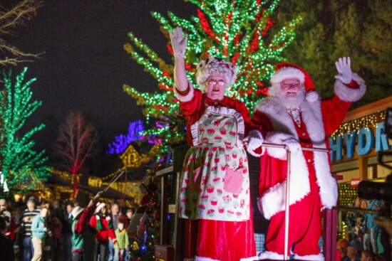 Santa and Mrs. Claus lead the holiday parade at Stone Mountain Park