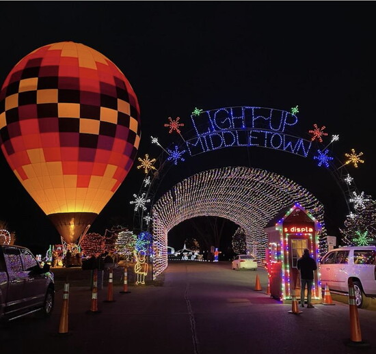 Enjoy twinkling holiday lights at Light Up Middletown, a popular holiday tradition.