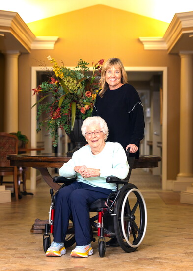 Sara Dent, Executive Director, with Helen