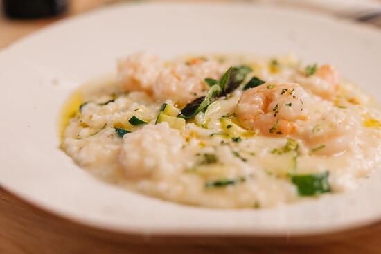 A fan favorite: Risotto al Zucchini e Gamberi.