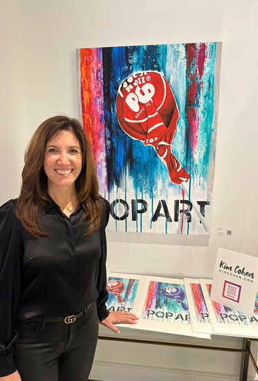 A vibrant pop art piece showcasing Cohen's bold use of color