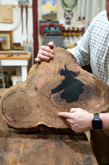 In addition to its natural appeal, wood’s adaptability is one of this medium’s fundamental attributes. (Pictured: a white oak burl cookie cut)