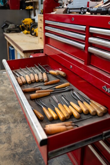 Liz’s parents gave Carter a set of antique tools that belonged to her grandparents and a few other key pieces of equipment.