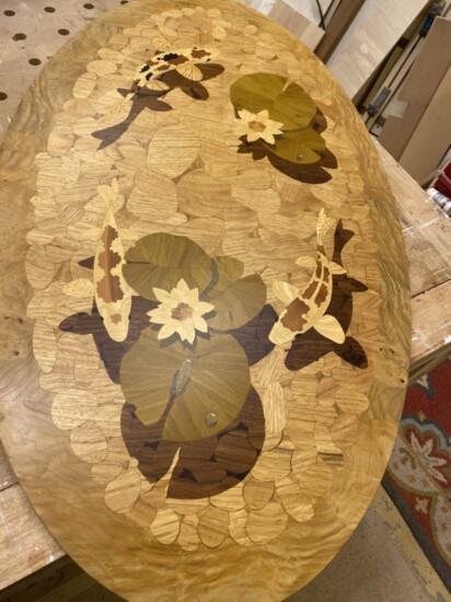 Koi Pond Double Bevel Marquetry Coffee Table