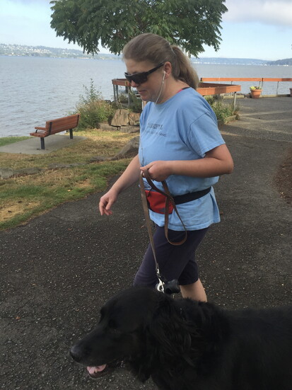 The author and Mouse on a walk 