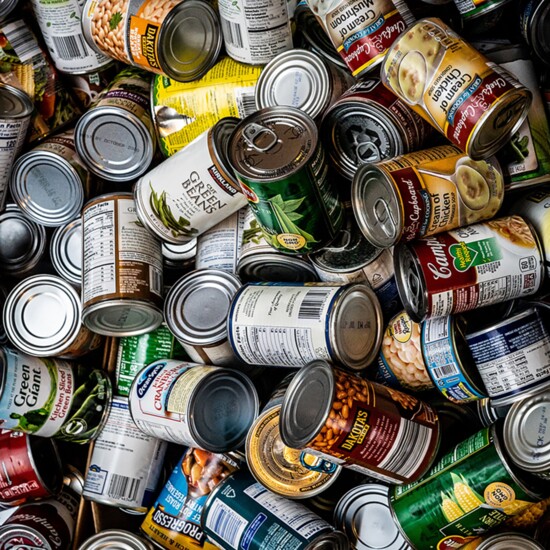 Canned goods are donated by the dozens.