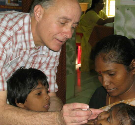 Polio inoculation day in India; photo by Dr. Scott Leckman