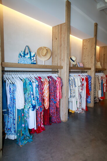 Racks of dresses on display