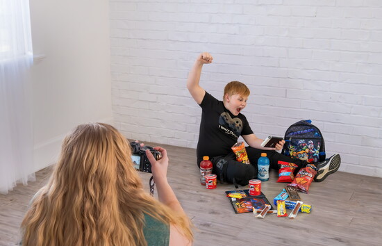 Jen working with a video-game loving client