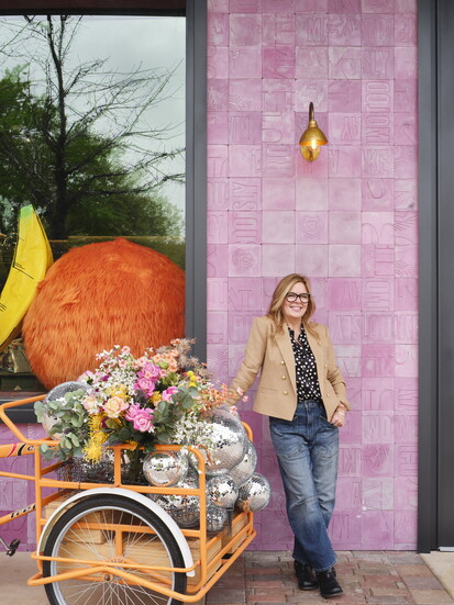owner, Conni Reed outside the LaCenterra shop