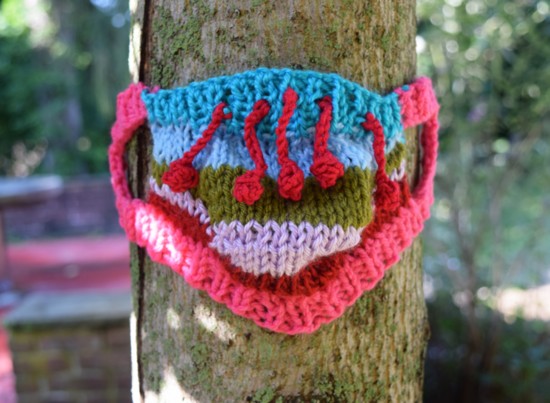 Mask custom-knit for Westport Lifestyle. For display purposes only. (Photo: Yarn Bomber)