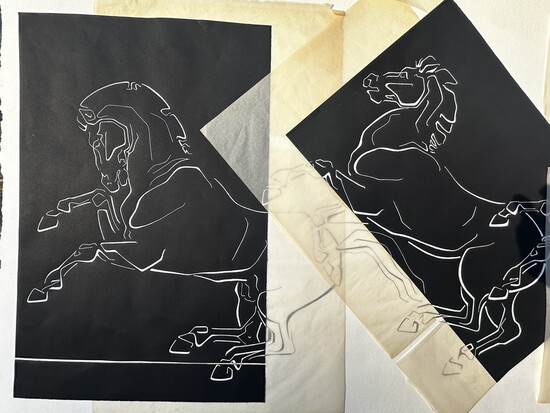 "Phidian Frieze II" gouache on handsewn paper, mixed media, Kay Calandruccio @calandruccio.art