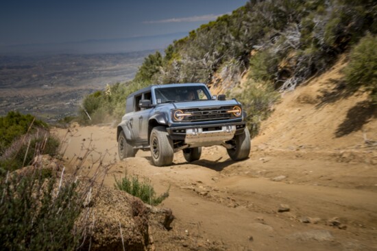 LaMora's 2023 Bronco Raptor features a 3 lier, twin turbo eco boost V6 418 HP engine.  "The sound and the power is unmatched."