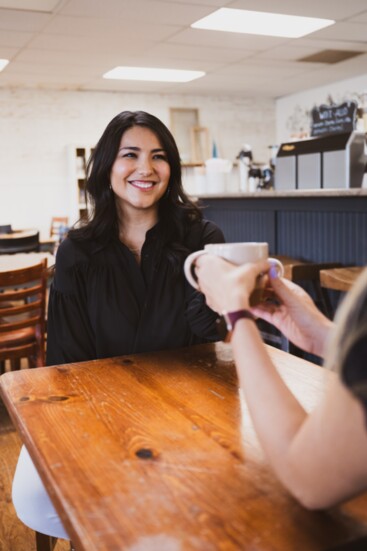 Marrisa Sanchez's chatting it up at Charley & CO.'s coffee shop